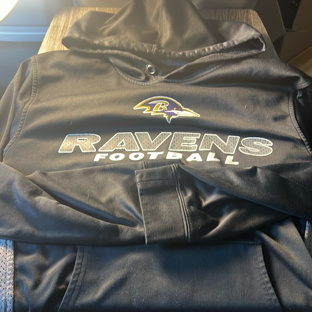 NFL Mens Ravens Football Hoodie Color Black/Gray Size Medium